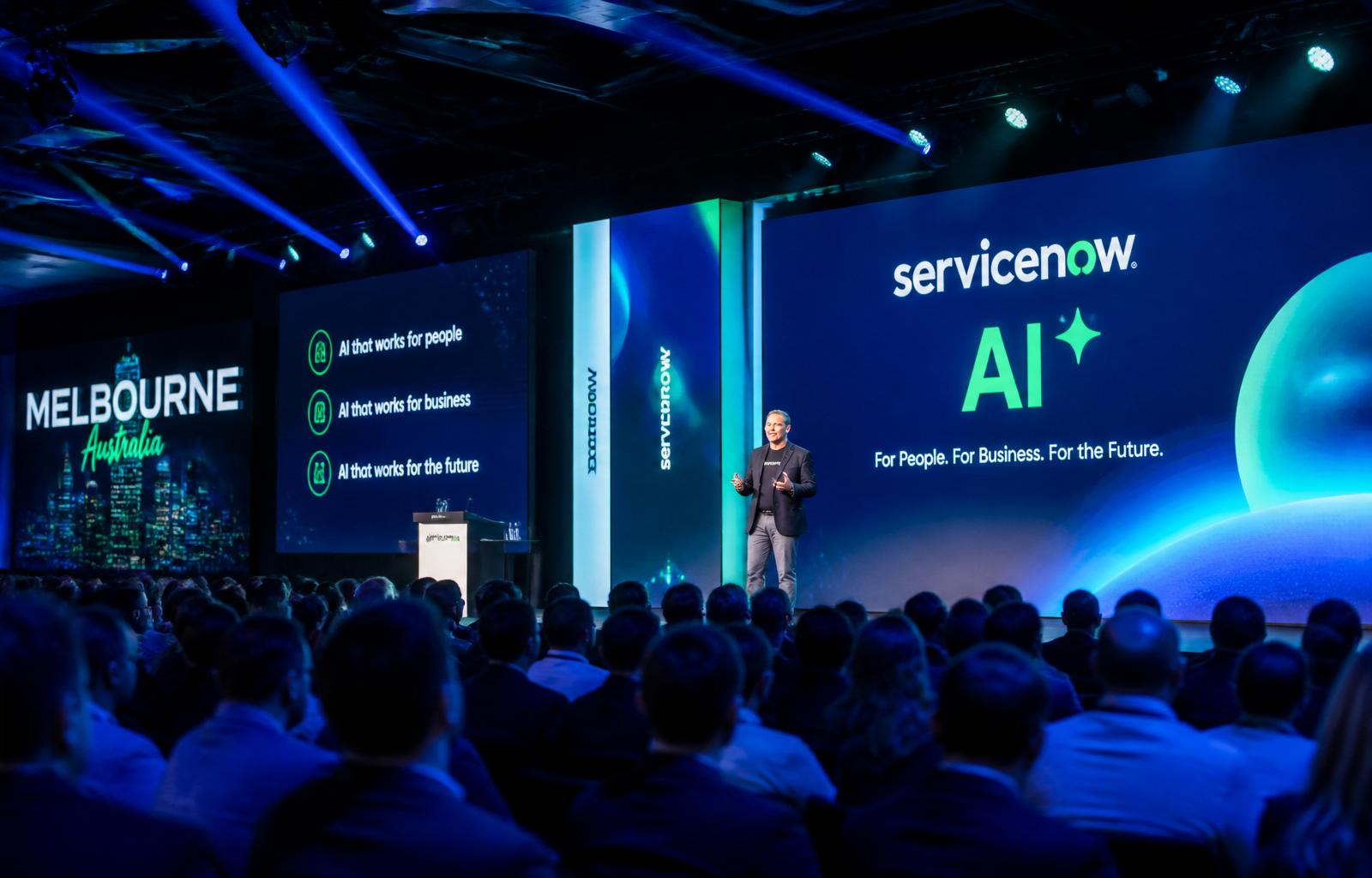 Keynote stage at a ServiceNow community conference